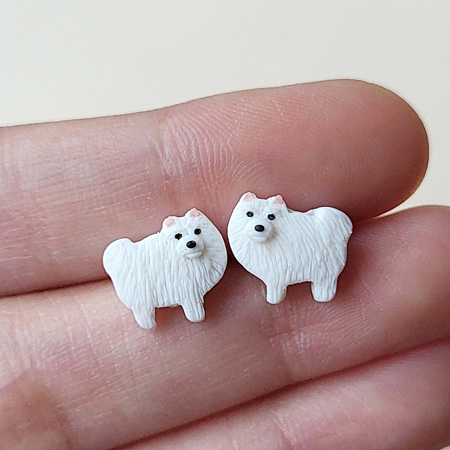 Small Spitz dog stud earrings