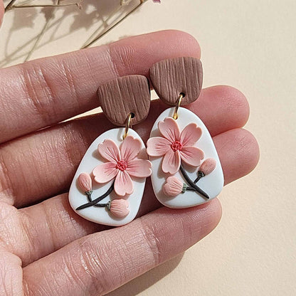 Flower polymer clay earrings