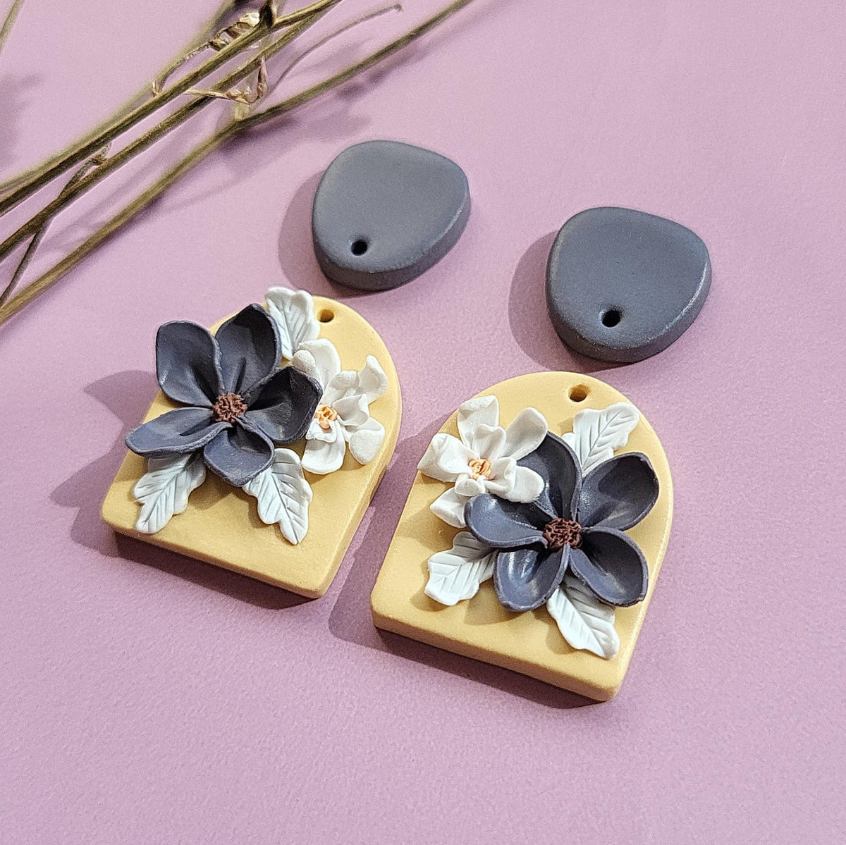 Spring flower polymer clay earrings - Rankų darbo auskarai „gėlės“