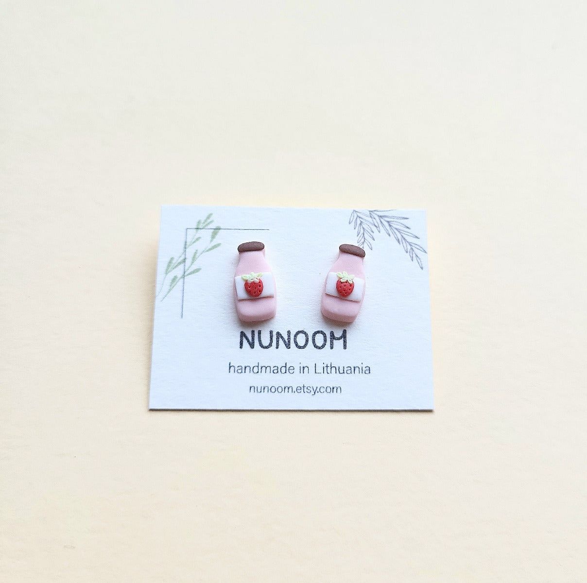 Strawberry milk stud earrings 