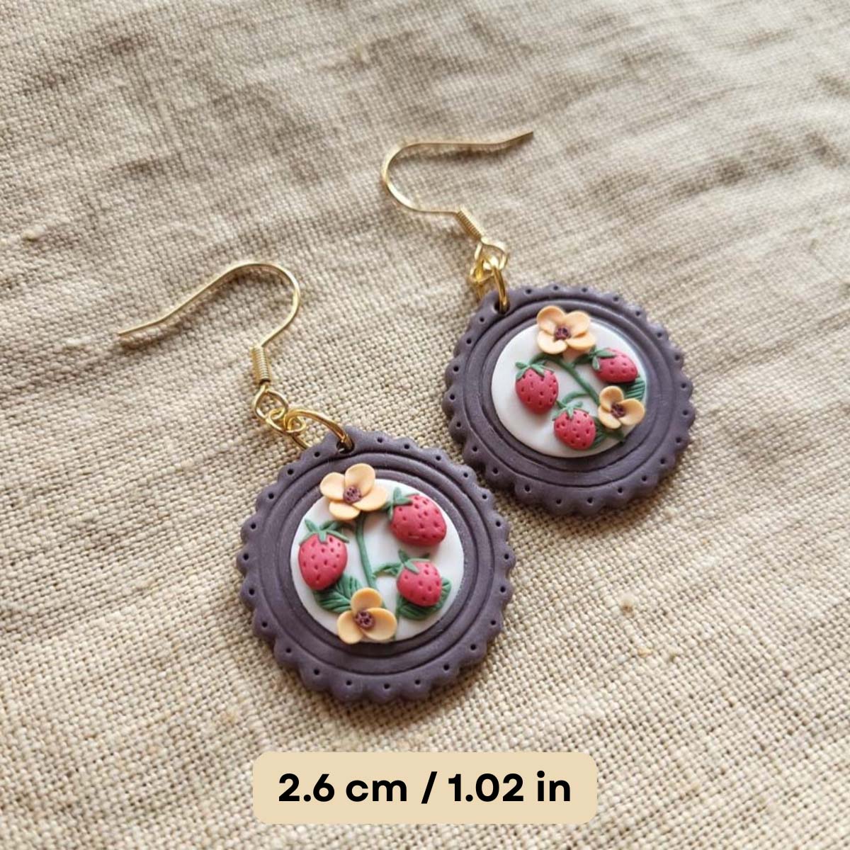 Handmade strawberry polymer clay earrings - Rankų darbo auskarai su braškių motyvais