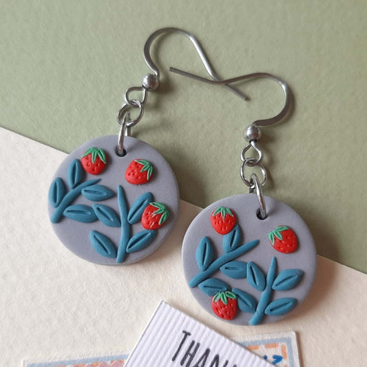 Polymer clay strawberry earrings