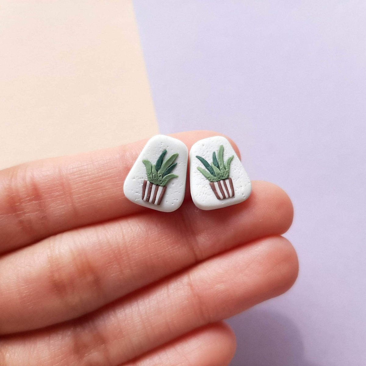 succulent clay earrings Aloe Vera Stud Earrings