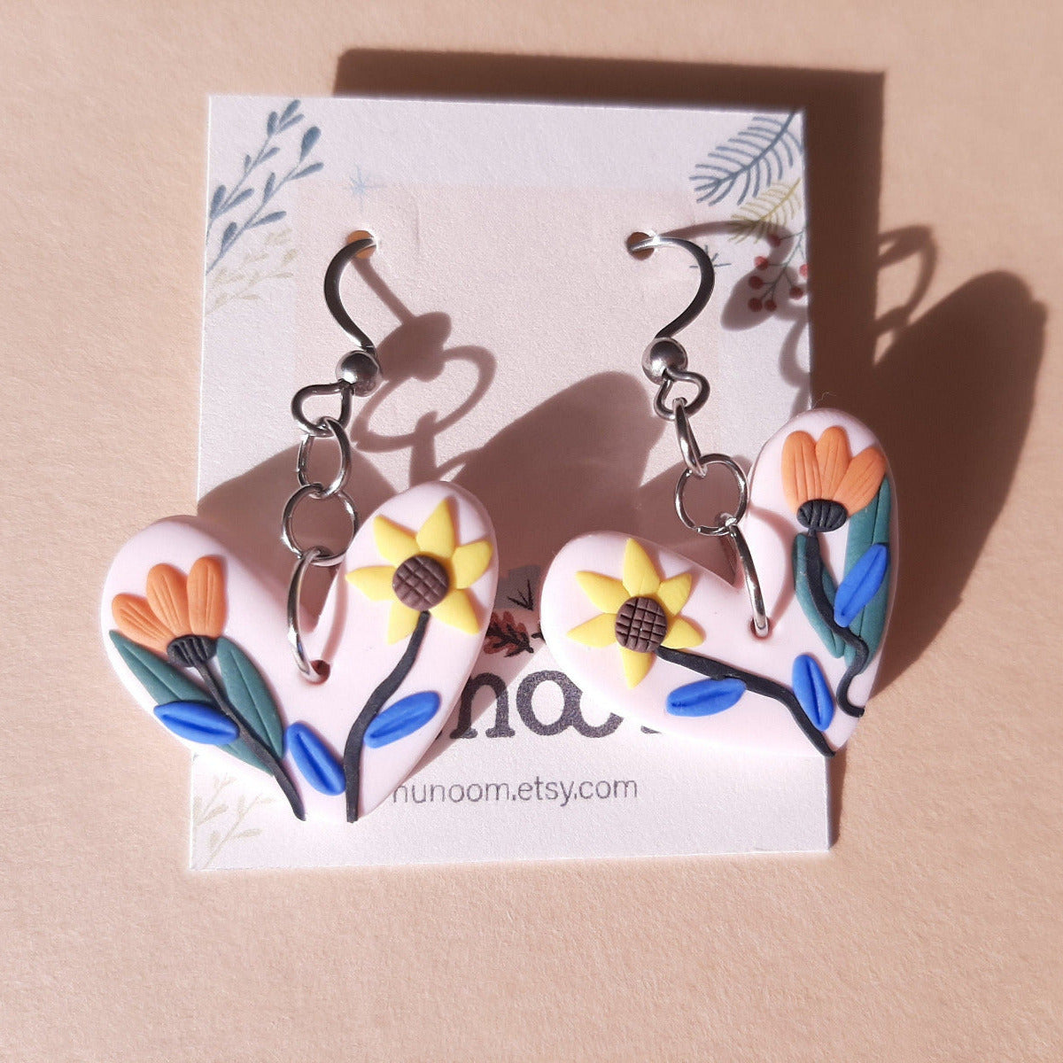 Handmade summer floral clay earrings