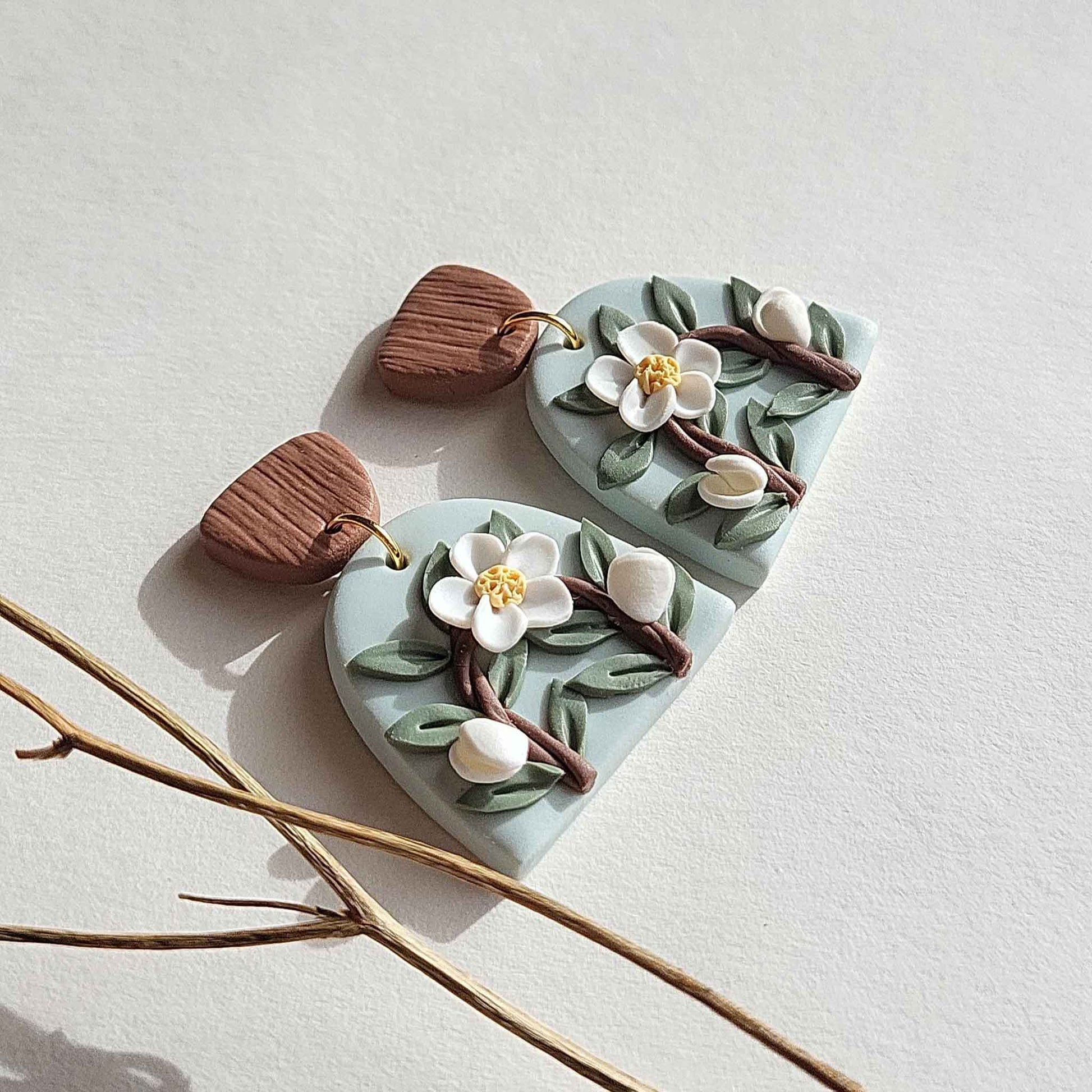 Handmade flower earrings dangle