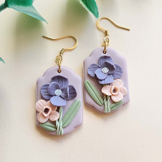 Cute handmade flower polymer clay earrings for women