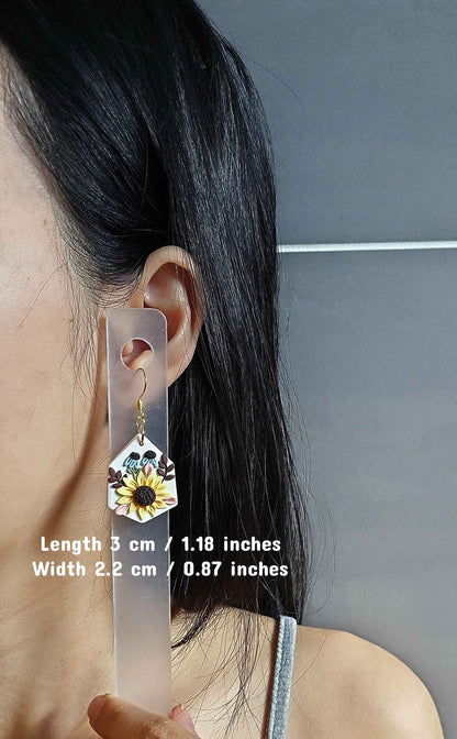Dangle Sunflower earrings polymer clay
