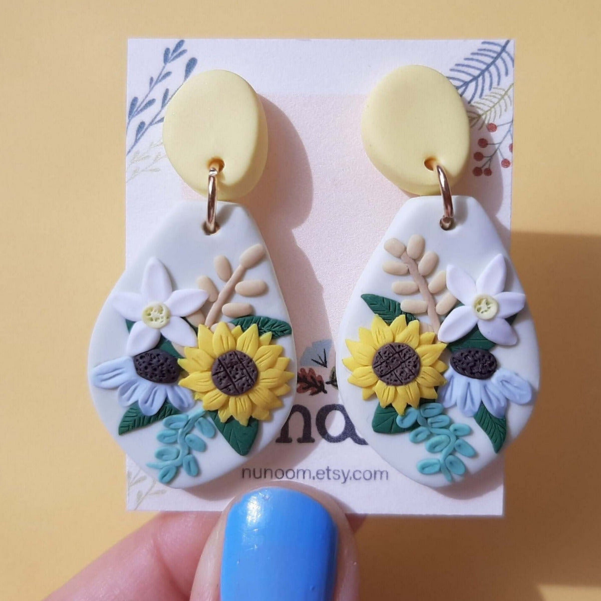 Handmade sunflower earrings