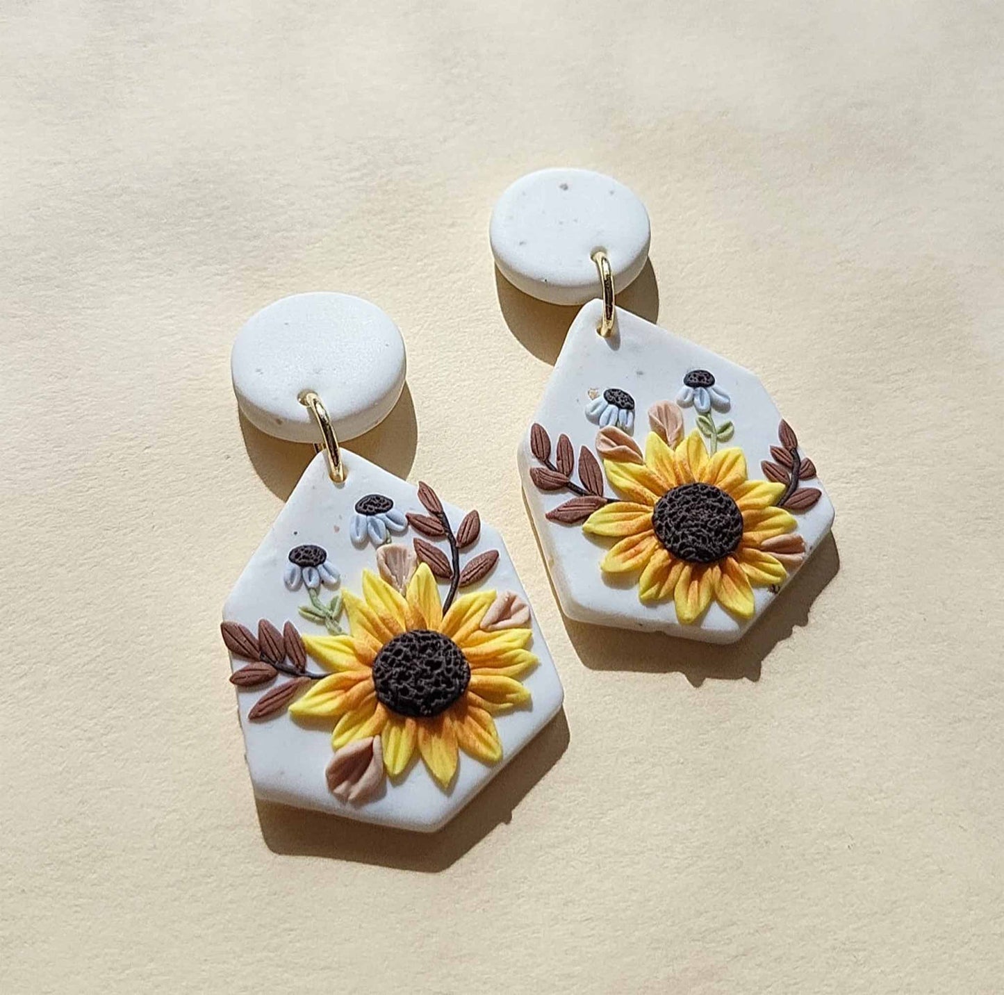 Handmade boho flower clay earrings