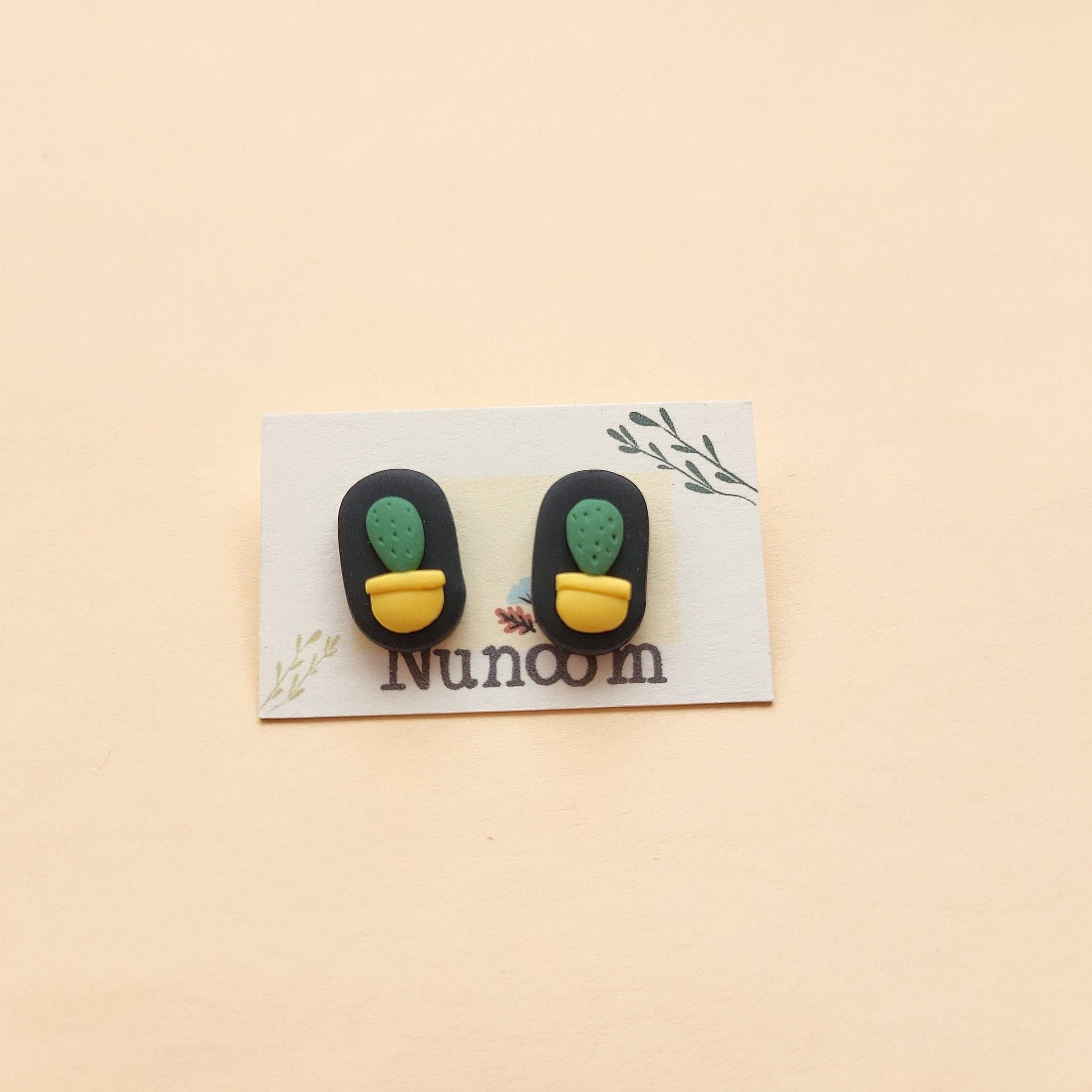 Handmade cactus clay earrings