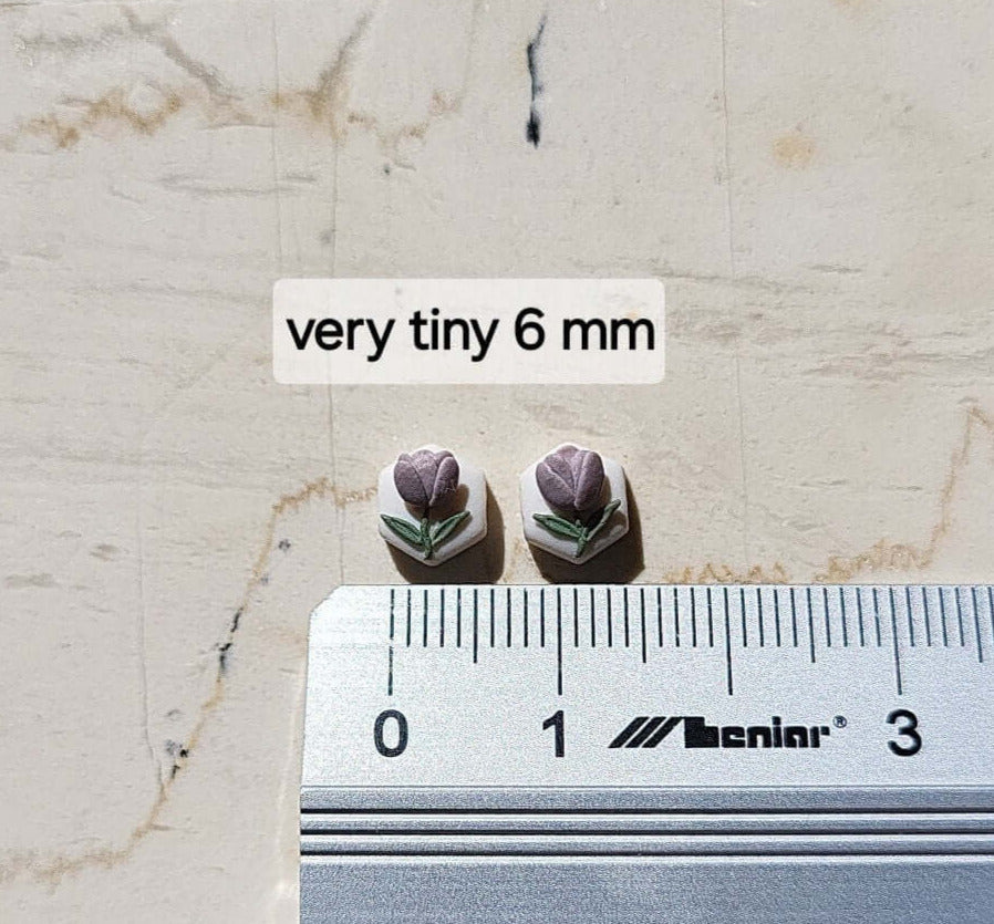 Tiny floral studs handmade