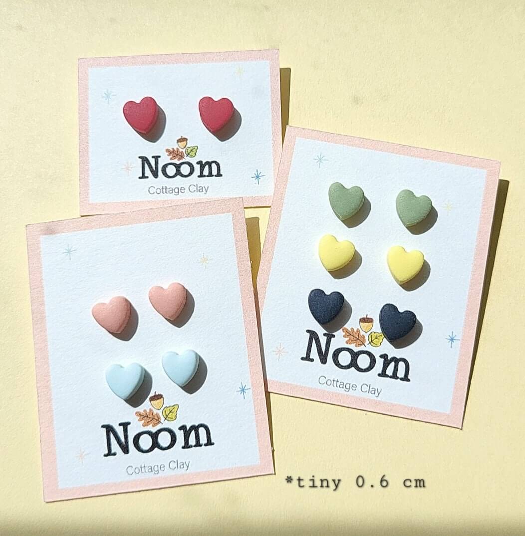Tiny heart stud earrings handmade