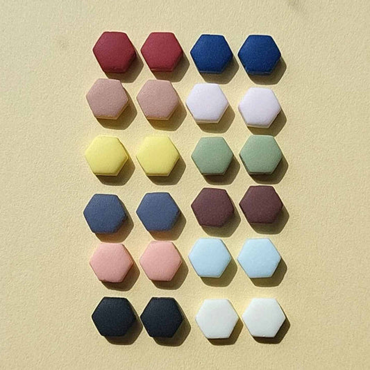 Tiny hexagon stud earrings