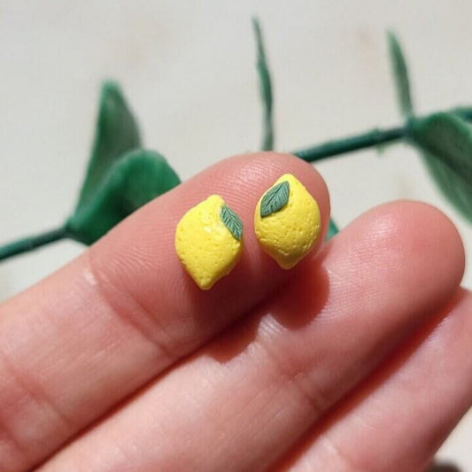 Tiny lemon stud earrings - Rankų darbo auskarai smeigtukai su citrina