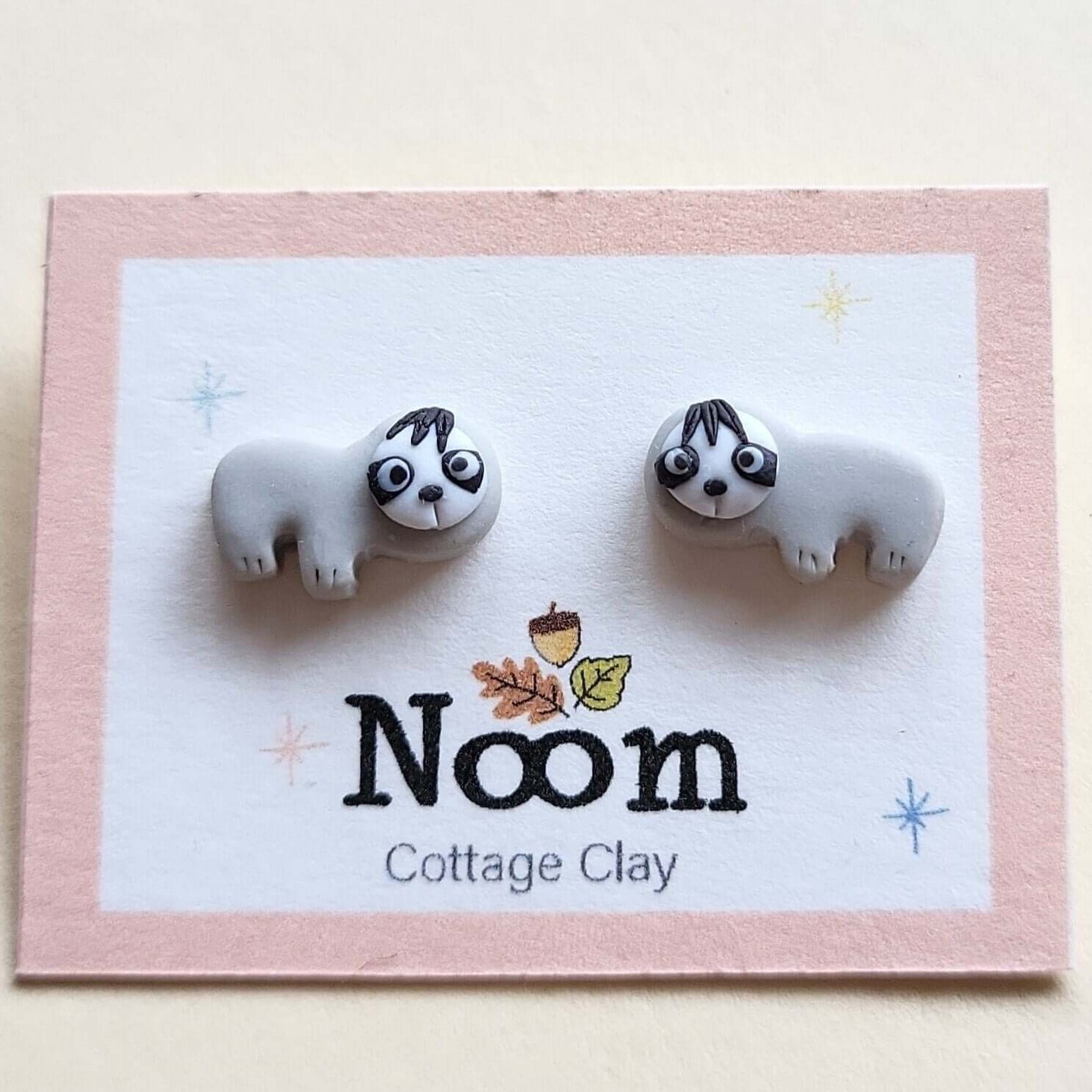 cute tiny sloth stud earrings