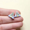 Polymer clay tree stud earrings