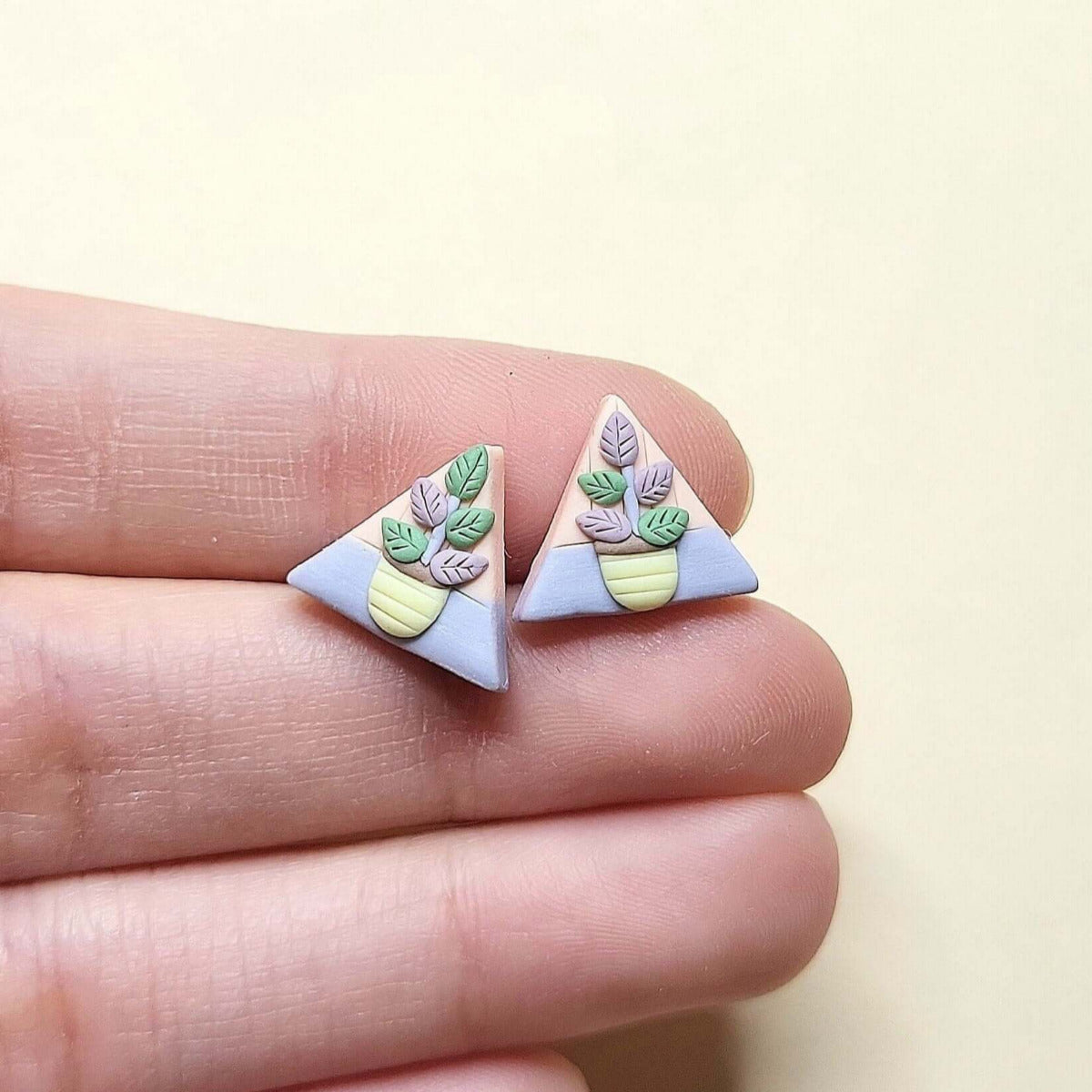 Polymer clay tree stud earrings