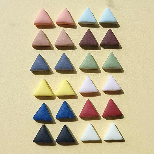 Tiny unisex triangle stud earrings handmade