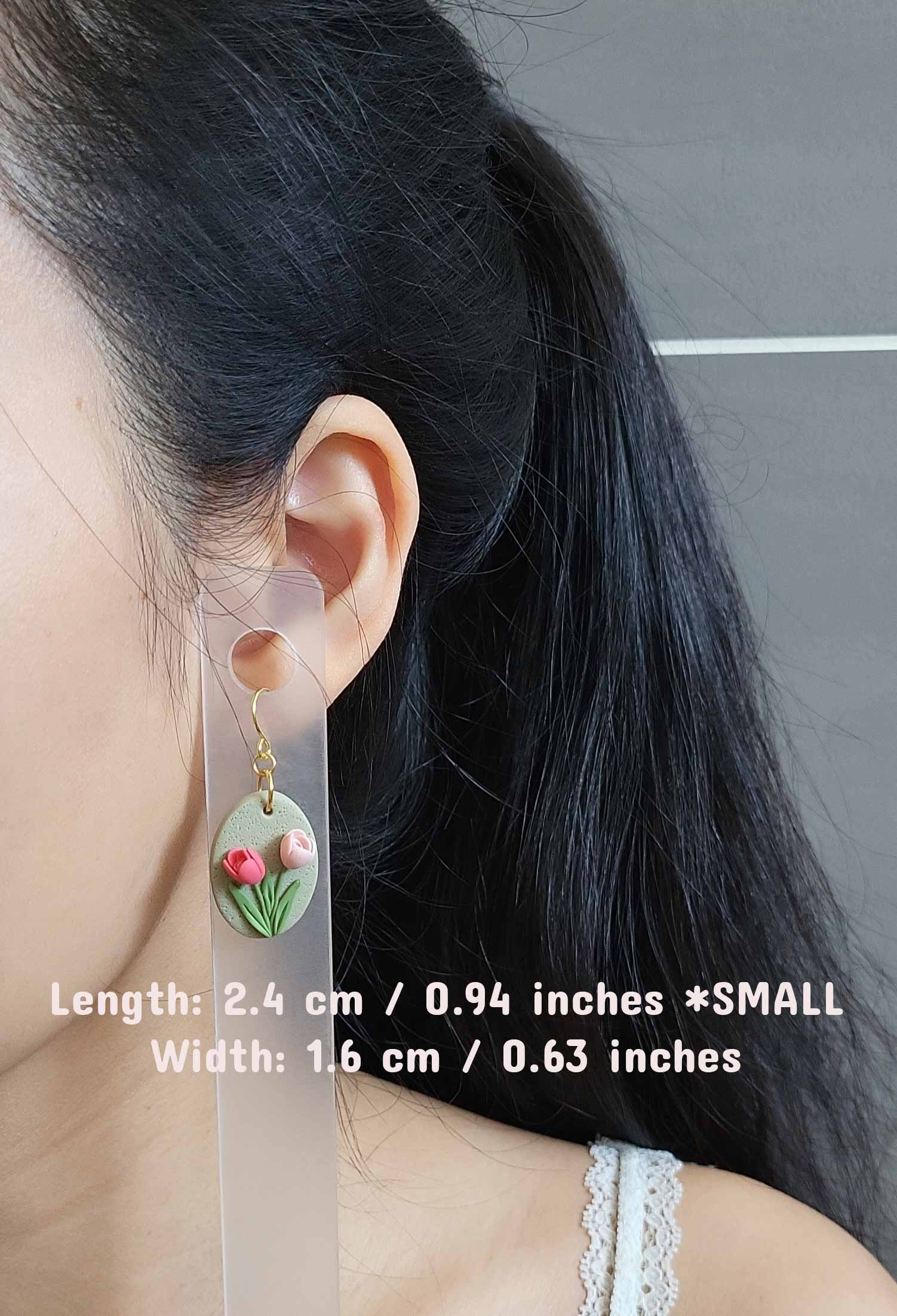 Small Tulip flower polymer clay earrings