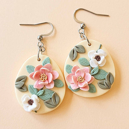 Water Lily flower earrings Pink Lotus earrings