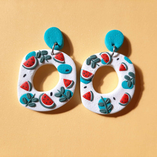 Polymer clay watermelon earrings