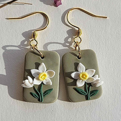 Polymer clay Daffodil earrings clay
