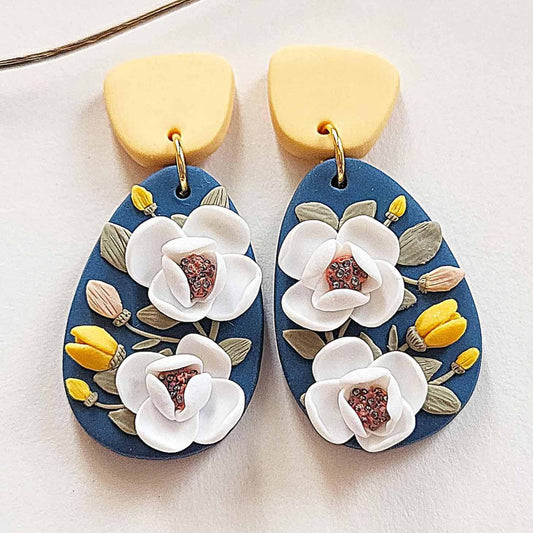 Fairy white flower earrings handmade