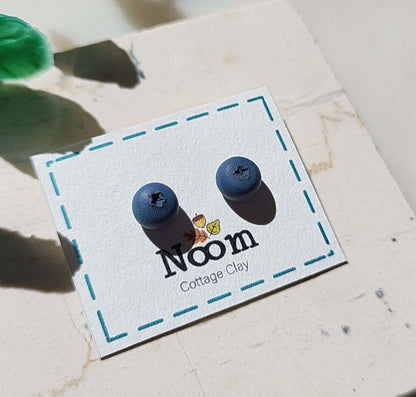 Wild blueberry earrings handmade polymer clay