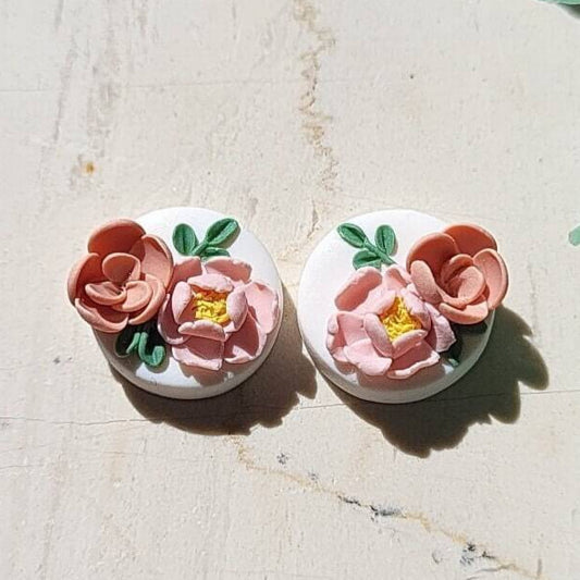 Small floral stud earrings handmade