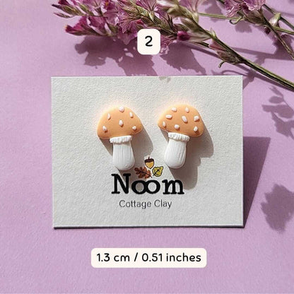 Yellow mushroom stud earrings