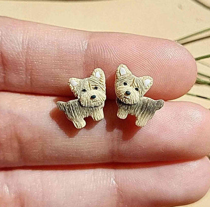 Yorkie dog stud earrings – cute gift for Yorkie lovers. - Auskarai su jorkiu dizainu